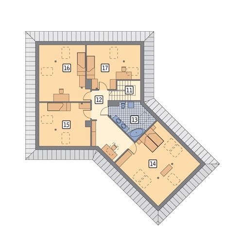 Rzut poddasza POW. 140,8 m²