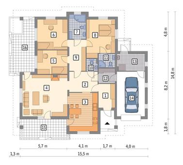 RZUT PARTERU POW. 117,2 m²