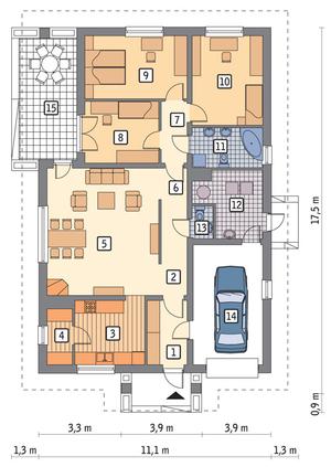 RZUT PARTERU POW. 107,6 m²